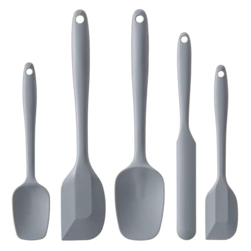 Silicone Spatula Set,5 Piece Food Grade Rubber Spatulas,Grey - color: Gray