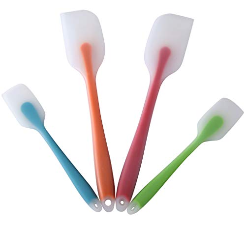 HiramWare Silicone Spatula Set of 4, Heat Resistant, Food Grade - size: 2 Large(Orange, Red) + 2 Small(Blue, Green)