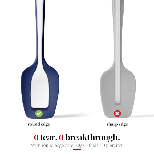 600ºF Heat Resistant Cooking Silicone Spoon Spatula, Midnight Blue - color: Midnight Blue, size: 11.34in - Spoon Spatula