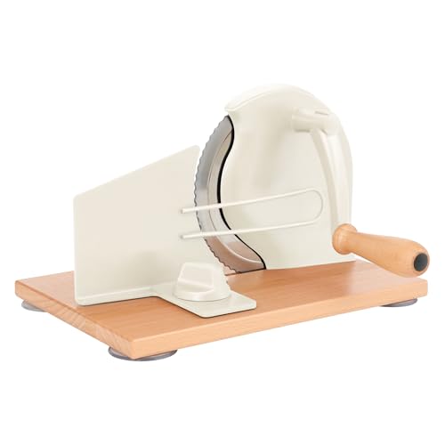 CAWIU Sourdough Bread Slicer, Manual Bread Cutter with Hand Crank, Cream - color: Cream