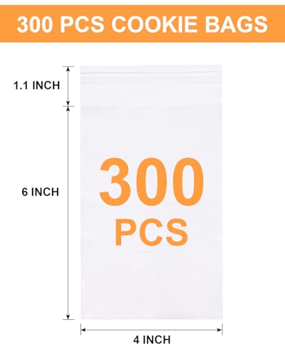 300 Pcs Self Adhesive Cookie Bags, 4x6in Sealing Cellophane Bags