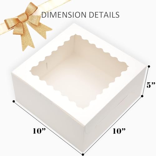 Bakepacker 10"x10"x5" White Cake Boxes with Window, 36pcs - color: White, 10"x10"x5", 18Pcs