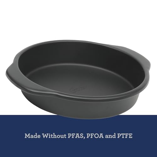 Oster Teston 9-Inch Round Cake Pan, Nonstick Carbon Steel Bakeware, Matte Black, PFAS-Free, Oven-Safe, Easy Release Baking Pan - color: Matte Black, size: 9" Round Cake Pan
