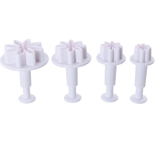 ZCZQC 4PCS Pastry Molds Small Daisy Shaped Piston Cutters Candy Cake Cupcake Decorating DIY Molds for Cutting Sugar Paste Fondant and Cookies