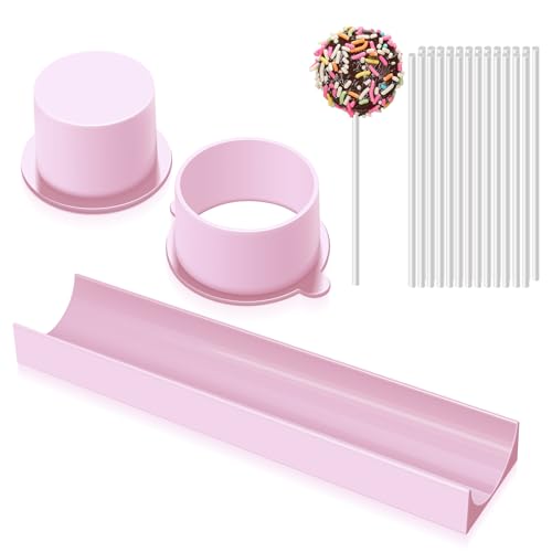 Round Cake Pop Mold Set with 9in Tray and Sticks- Pink - color: Pink（Round ）