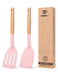 BUNDLEPRO Silicone Spatula, Solid & Slotted Turner, BPA-Free, 2 Pack, Pink - color: Pink