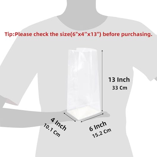Morepack Gusseted Flat Bottom Cellophane Bags 6x4x13 Inch 50Pcs - color: 6x4x13 Inches