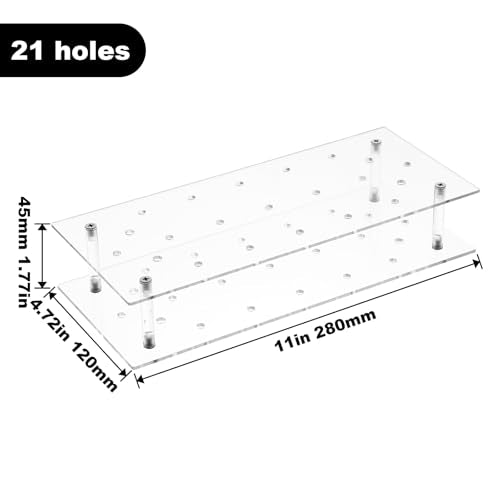 2 Pcs Clear Acrylic Cake Pop Stand, 21 Holes 2 Tier Square Lollipop Holder for Birthday, Wedding, Party, Candy Display