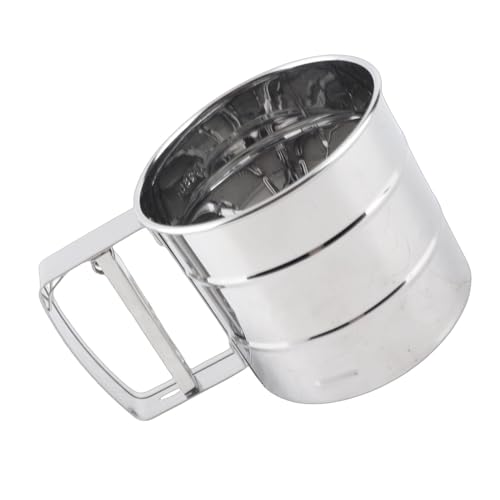Generic Stainless Steel Flour Sifter 3.9oz Manual Hand Held Sifter with Fine Mesh and Crank Handle for Baking Powder Sugar Cocoa and Coffee