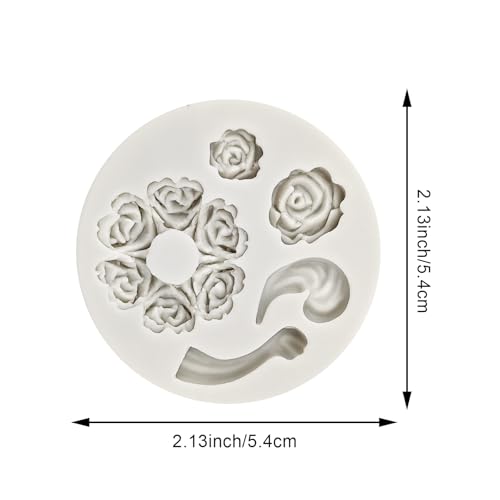 4PCS White Rose Silicone Fondant Molds, Mini Dessert Rose Flower Teapot Mold, Candy Chocolate Ice Cube Fondant Molds