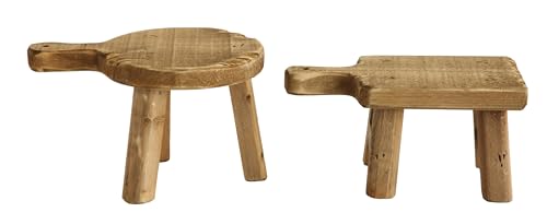 Creative Co-Op Small Wood Pedestal with Handle,Square (Pack of 12) - color: Natural, size: Square (Pack of 12), style: Rectangle