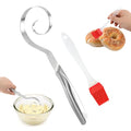 10" Stainless Steel Danish Dough Whisk with Silicone Basting Brush