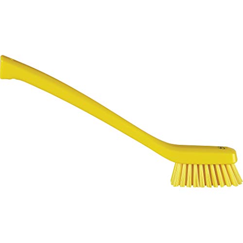 Vikan 41856 Narrow Cleaning Brush with Long Handle, 16.5", Stiff, Yellow - color: Yellow