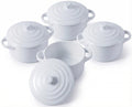 4 Pcs Mini Cocotte Set, 16 oz Individual Baking Ramekins, White
