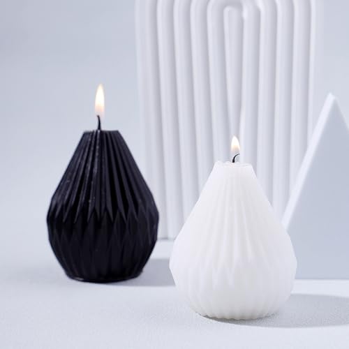 Silicone Candle Molds, 3D Pear Shape Scented Candle Mold, Classic Geometric Design, Colorless, BPA Free, Silicone Molds for Candle Making, DIY, Resin, Wax, Soap, Clay, Chocolate Etc - color: Pear Form