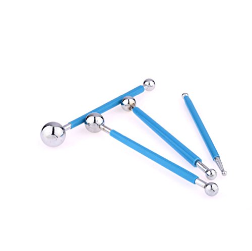 4 x Fondant Cake Decorating Clay Flower Sugarcraft Ball Model DIY Tool 8 Sizes (Blue) - color: Blue