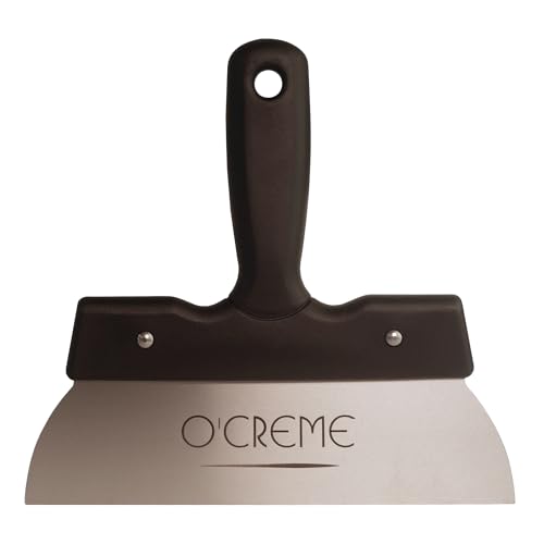 O'Creme Coating Spatula Chocolate Scraper Cake Leveler Dough Scraper Spatula Icing Smoother with 7.9 Inch Wide x 2.0 Inch High Stainless Steel Blade - size: 7.9"W x 2"H