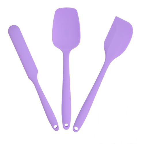 Rubber Spatula Food Grade, Silicone Heat Resistant Spatulas for Cooking - color: Purple, size: 3 Pack