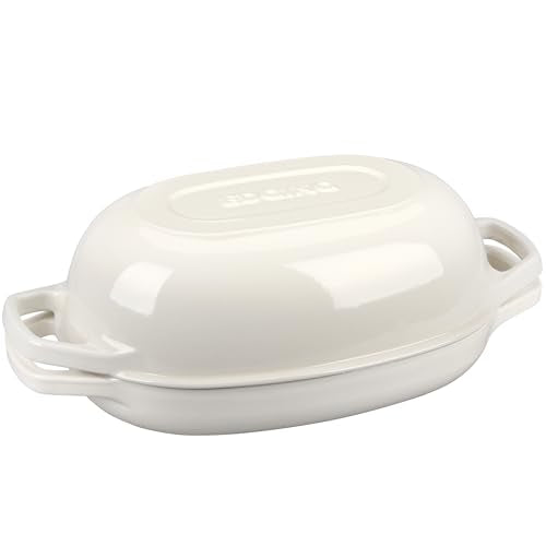 EDGING CASTING Enameled Cast Iron Oval Dutch Oven Pot with Lid, Dutch Oven for Sourdough Bread Baking, Bread Oven, Bread Dutch Oven, Oval Bread Pan, 5qt, White - color: White, size: 5 Quart