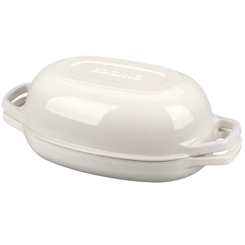 EDGING CASTING Enameled Cast Iron Oval Dutch Oven Pot with Lid, Dutch Oven for Sourdough Bread Baking, Bread Oven, Bread Dutch Oven, Oval Bread Pan, 5qt, White - color: White, size: 5 Quart
