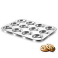P&P CHEF 12-Cup Muffin Top Pan, Cupcake Pan with Shallow Side, 1PC & Silver