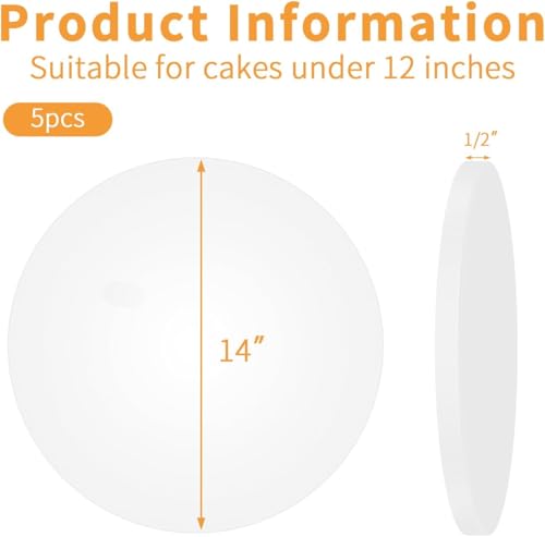 10pcs 14 Inch Cakeboard Round, 1/2 Inch Thick Cake Boards, Bend Resistant & Sturdy White Cake Cardboard for Presenting Heavy or Tall Tiered Cakes, Base para Pastel(14inch/10pcs) - color: White, size: 14inch/10pcs