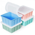 Silicone Freezer Tray for Soup Ice Cubes: 2-Cup Freezing Trays with Lid for Meal Prep - 4Pack Silicon Soup Portion Freeze Tray Make Stock Souped Ice Cube - color: Green+Blue+Aqua+Pink