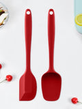 2-Pack Silicone Spatulas Set, 10-Inch High Heat Resistant Non-Stick Rubber Spatulas for Baking, Cooking, and Mixing – Dishwasher Safe (Red) - color: Red