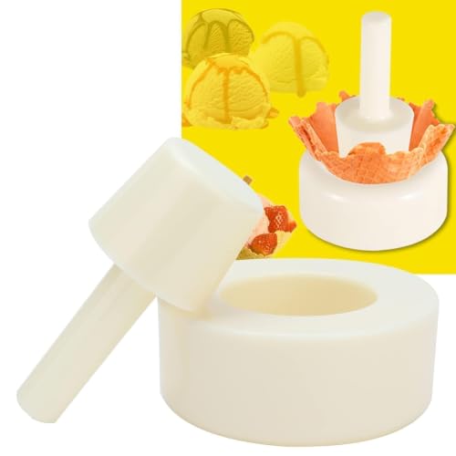 2PCS Waffle Cone Shaper, Cone Ice Cream Maker Cone Roller Waffle Rolling and Forming Tool Cone Roller Egg Roll DIY Mold Waffle Cone Mold Kit Pastry Ice Cream Waffle Cone Mold for Kitchen, White