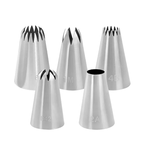 5 PCS, Large Stainless Steel Frosting Pipe Set, Biscuit Baking Tool, Paper Cupcake Decoration Kit, Pastry Cake Decoration - size: 5 PCS