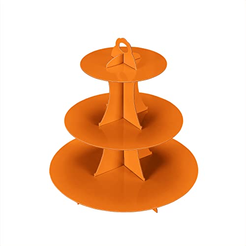YLDW Cupcake Stand, 3-Tier Cupcake Stand Display, Cardboard Cup Cake Tower Stand, Disposable Dessert Stand for Birthday Tea Party Baby Shower Treat Decorations, Orange - color: Orange