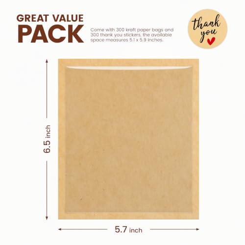 300 Pack Cookie Packaging Bags with Seal, Heat Sealable Cookie Sleeves - size: 5.7" x 6.5"