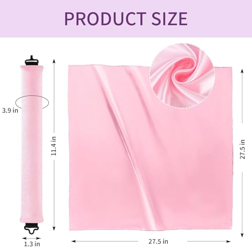 Heatless Curls Overnight Hair Curlers - 4 Pcs No-Heat Curling Rod to Sleep In,Velvet Hair Rollers with Satin Wrap - color: Pink(Pack of 4)