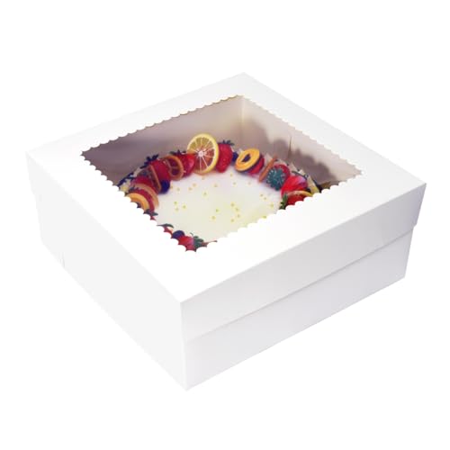 JJO Cake Boxes with Window 14x14x6 Inch 10 Pack,Wedding Cake Boxes