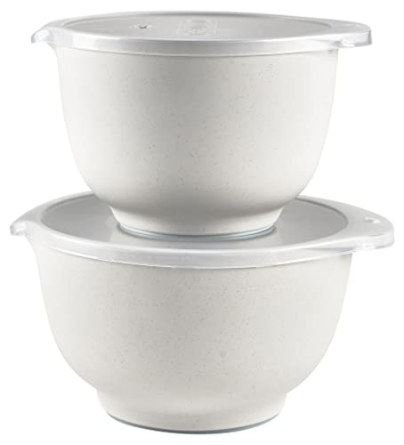 Rosti Margrethe Mixing Bowl Set with Lids, 2L/3L, Pebble White - color: Pebble White-Bowl/2