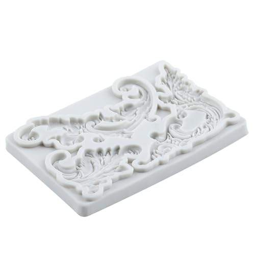 Baroque Fondant Mold Curlicues Scroll Relief Lace Silicone Molds - color: Style T