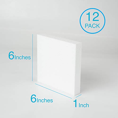 Silverlake 6x6x1 Craft Foam Squares for Styrofoam Board Projects (12-Pack) - size: 6x6x1in 12pcs