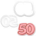 BAKERLOGY Number 50 Mini Cookie Cutter & Stamp Set – Double Digit Milestone Baking Tool for 50th Birthday, Anniversary & Special Celebrations Cupcake Topper & Fondant Cake Decoration