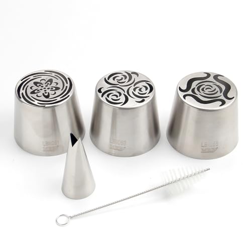 5 Pieces Stainless Steel XXL Russian Icing Nozzle Kit for Baking - color: SILVER SET11
