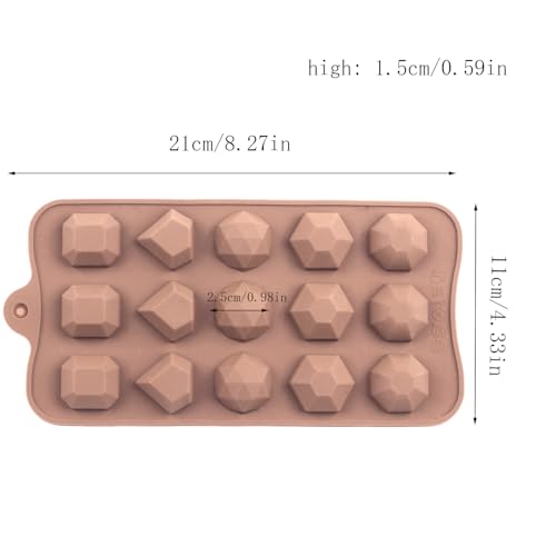15 Cavity Diamond Silicone Chocolate Molds Set Of 2