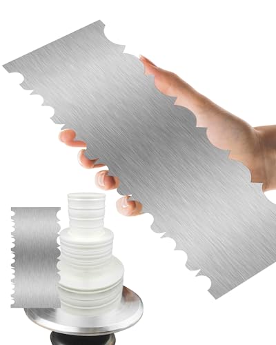 8.6 Inch Metal Cake Scraper Smoother, Edge Side Jagged Comb for Cream - size: Cake Comb-3