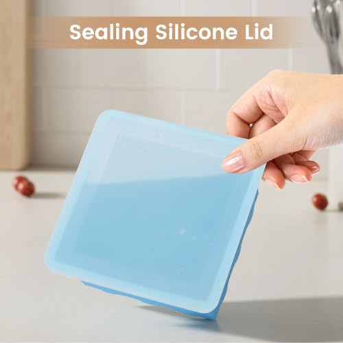 Silicone Freezer Tray for Soup Ice Cubes: 2-Cup Freezing Trays with Lid for Meal Prep - 4Pack Silicon Soup Portion Freeze Tray Make Stock Souped Ice Cube - color: Green+Blue+Aqua+Pink