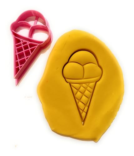 T3D Ice Cream Cone Cookie Cutter - Fondant & Biscuit Cutter for Kids Birthday Party Baking - Sugar Cookie Mold for Baking & Decorating