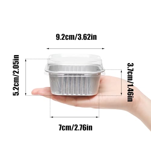 50 Pack 5oz Mini Square Cake Pans with Lids, Silver - color: Silver, size: Square