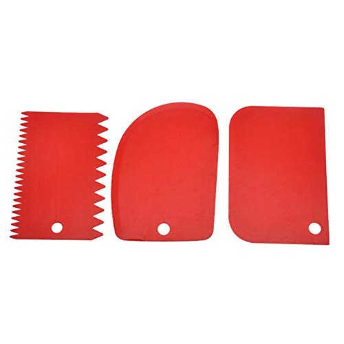 3 Pcs Cake Scraper Smoother Set, Cake Icing Smoother Tool for Cake Decorating, Plastic Dough Scraper Flexible Bowl Scraper for Baking