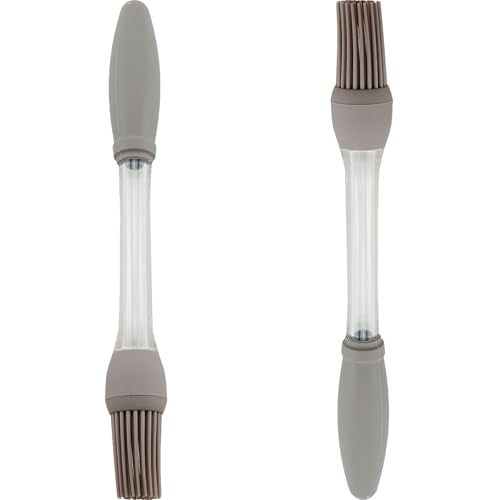 TAODAN 2PCS Gray Food Grade Silicone Oil/Pastry Brush Kitchen Gadgets 9.05x0.98inch Baking Supplies Suitable for Barbecues and Salads