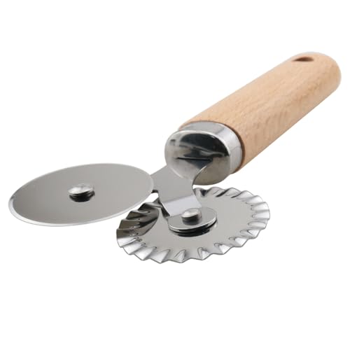 Stainless Steel Pastry Double Cutter Wheel 360 Degree Rolling Embossing Wheel Pasta Cutter Dough Scalloper Grid Roller Pizza Maker Pie Tool Kitchen Baking Utensils