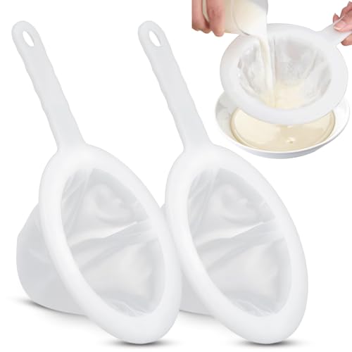 Uenhoy 2 Pcs Nylon Mesh Strainers 300 400 Kitchen Sieve With Handle White - size: 300 Mesh & 400 Mesh