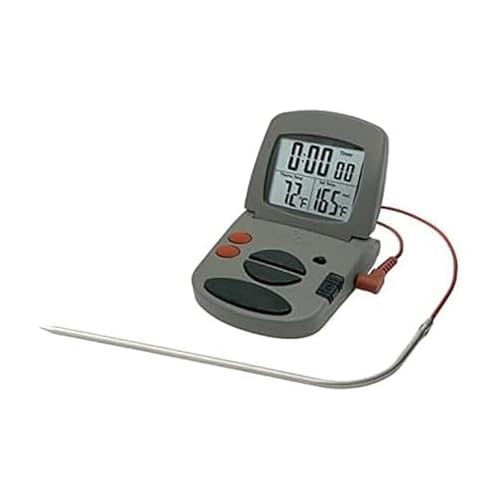 Taylor Precision Products Programmable with Timer Instant Read Wired Probe Digital, Meat, Food, Grill BBQ Cooking Kitchen Thermometer with Timer, Gray