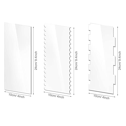 Woohome 6 PCS Acrylic Cake Scraper Decorating Transparent Cake Cream Scraper Clear Icing Comb Contour Decorating Set for Bread Pastry Cake Decorating Supplies DIY Kitchen Bakery Baking Tool - color: 6PCS